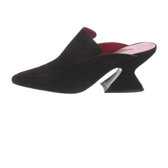 Dorateymur Renaissance Marie Antoinette Black Suede Heeled Mules 8.5 Ladies - Picture 1 of 9